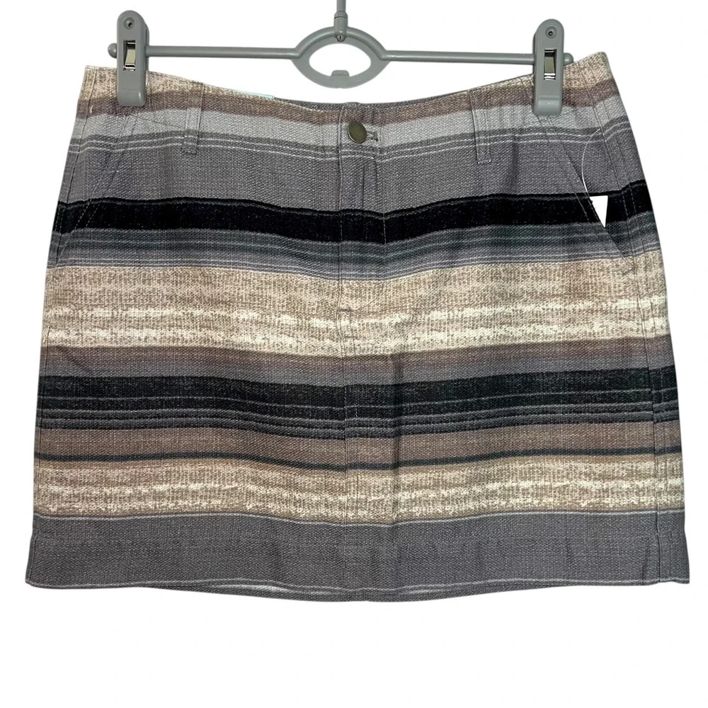Old Navy Striped Basketweave Mini‎ Skirt Gray Beige Black Multicolor Women's  6